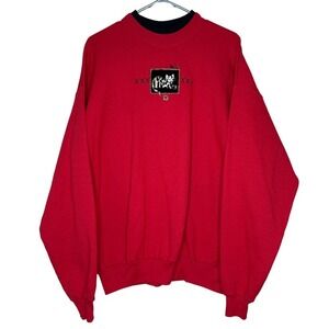 Vintage Top Stitch Sweatshirt Women's Large Red velvet cat Grandmacore Granny‎